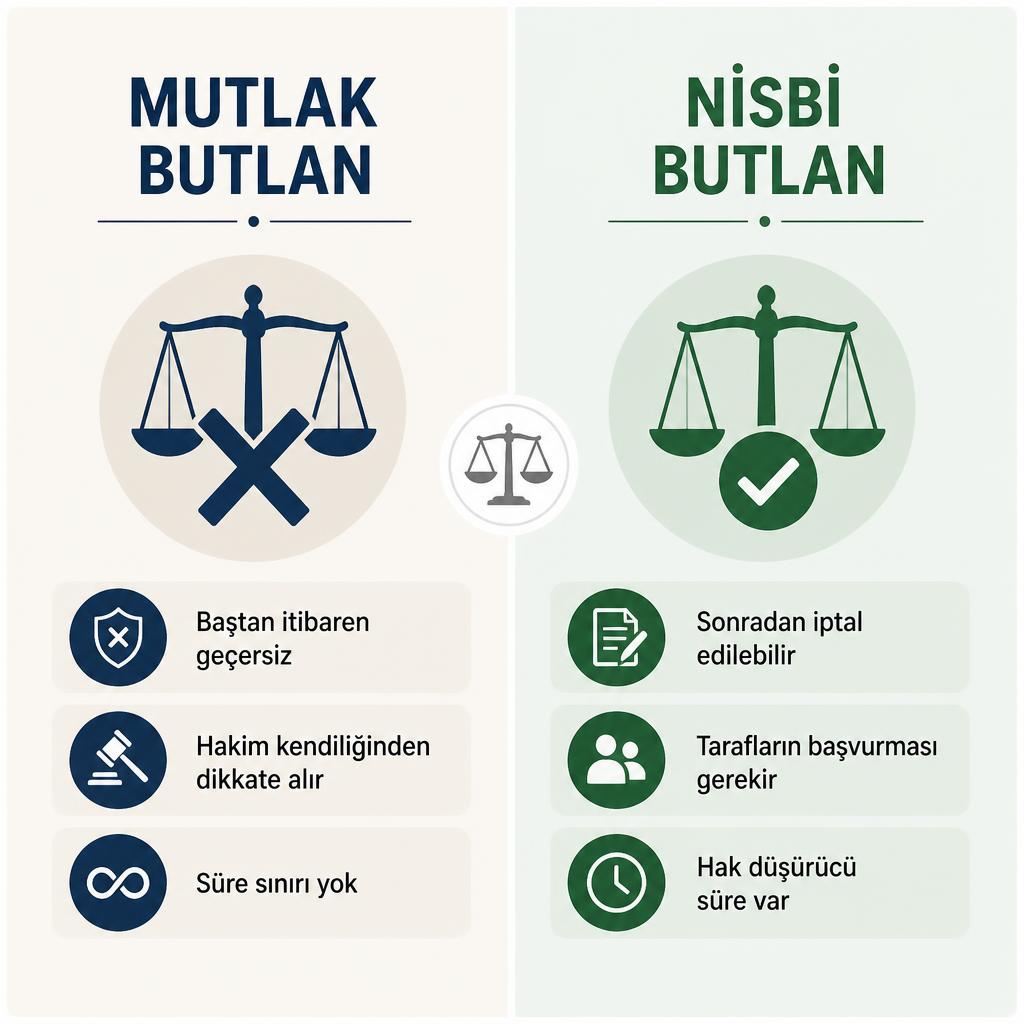 mutlak butlan ve nisbi butlan arasindaki farklar tablosu