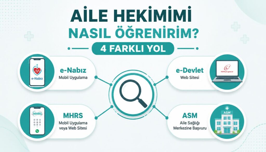 Aile hekimi öğrenme 4 yöntem e-Nabız e-Devlet MHRS ASM