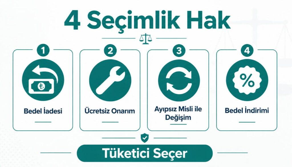Ayıplı mal 4 seçimlik hak bedel iadesi onarım değişim indirim