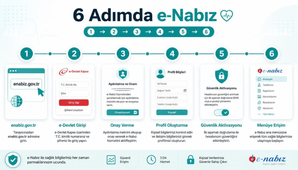e-Nabız e-Devlet ile adım adım giriş süreci 6 aşama
