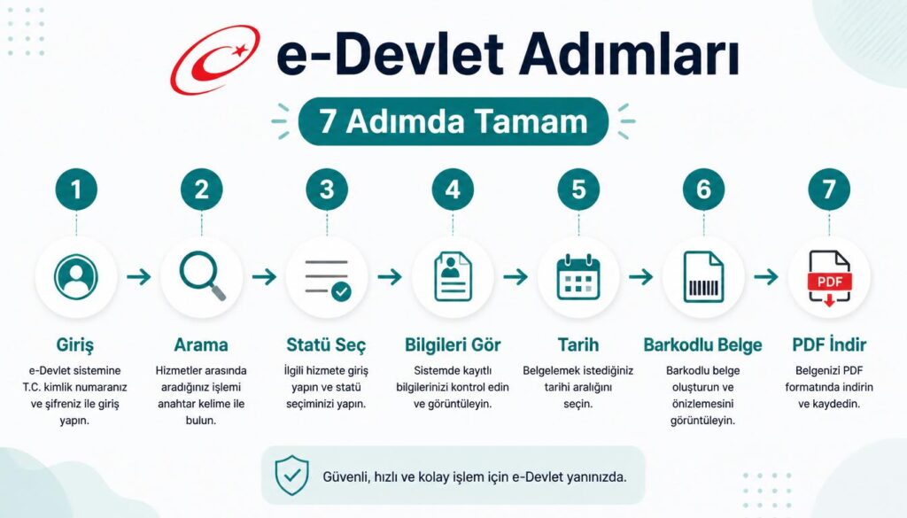 SGK hizmet dökümü e-Devlet adım adım barkodlu belge oluşturma