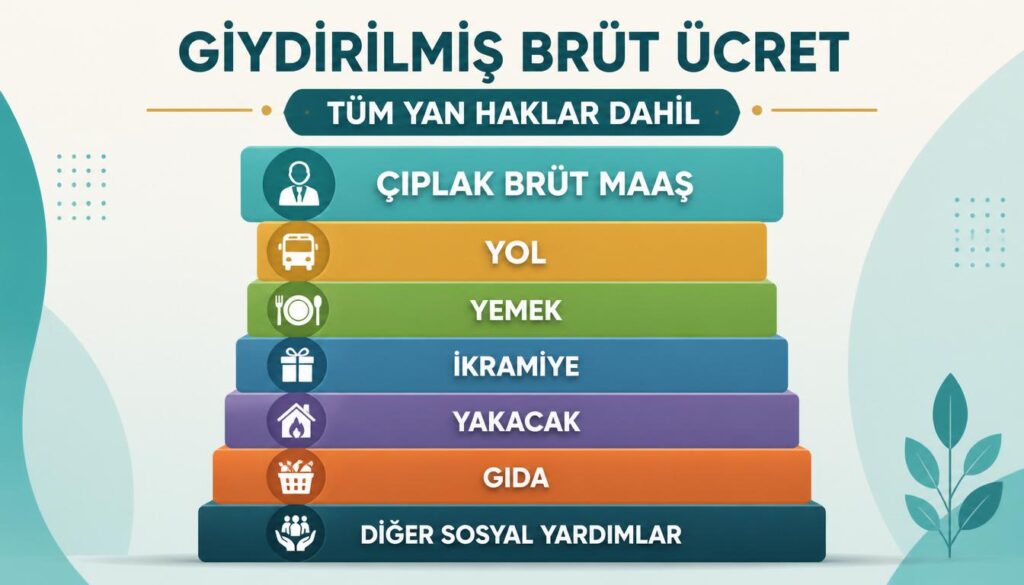 Giydirilmiş brüt ücret bileşenleri yol yemek ikramiye yan haklar