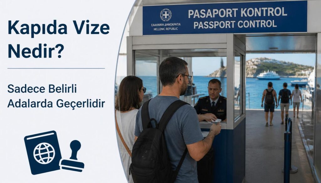 Kapıda Yunanistan vizesi ile Ege adalarına seyahat eden turistler