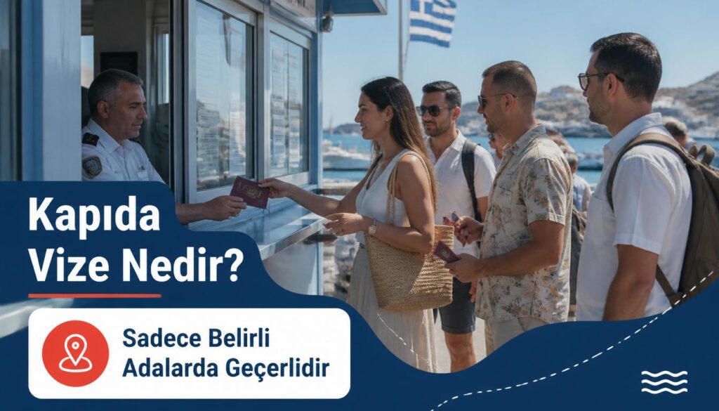 Yunanistan kapıda vize sürecini gösteren pasaport kontrol noktası