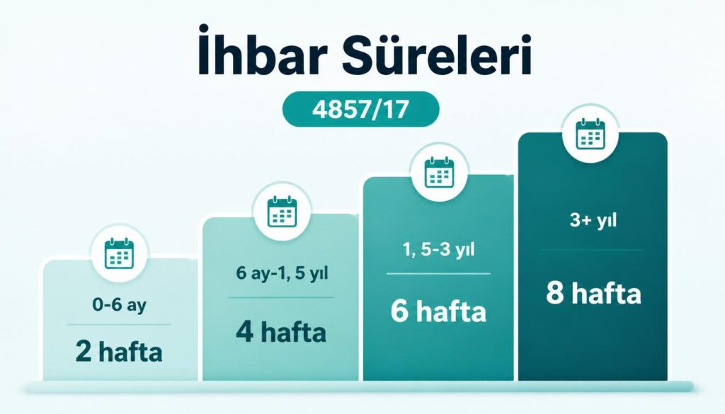 İhbar süreleri 4857 İş Kanunu 2 4 6 8 hafta