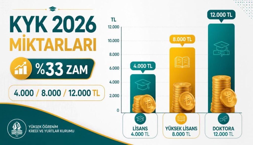2026 KYK burs miktarları lisans yüksek lisans doktora karşılaştırma