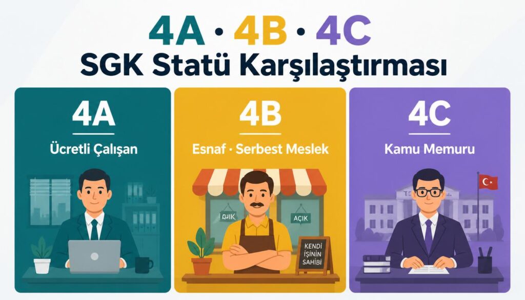 SGK 4A 4B 4C statü karşılaştırma SSK Bağ-Kur Emekli Sandığı