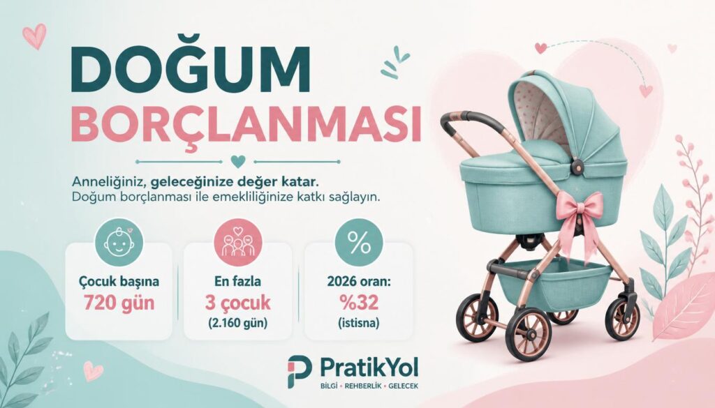 Doğum borçlanması: çocuk başına 720 gün, oran %32