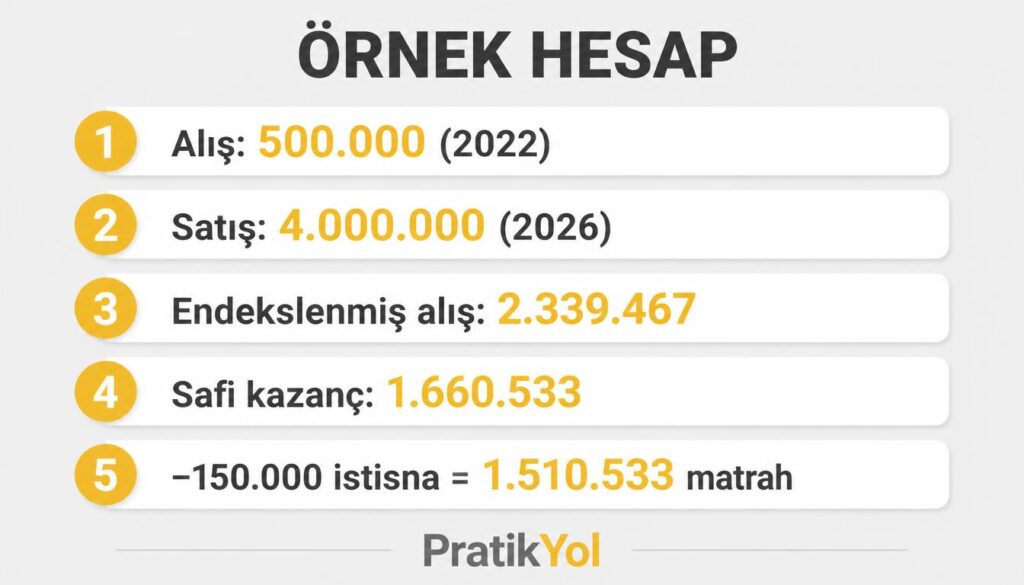 500 bin alım 4 milyon satış endeksleme örneği