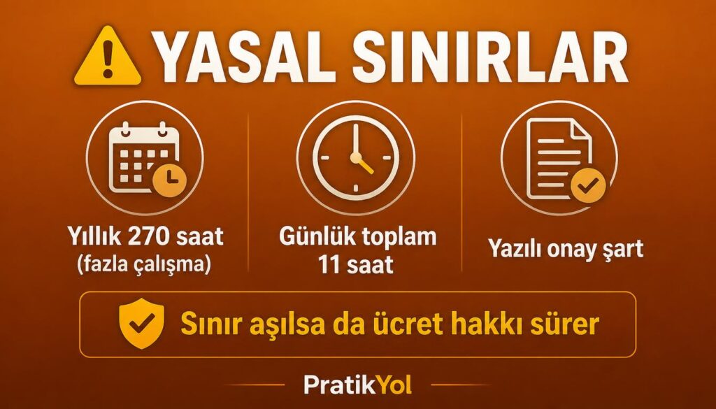 Yıllık 270 saat, günlük 11 saat, yazılı onay şartı