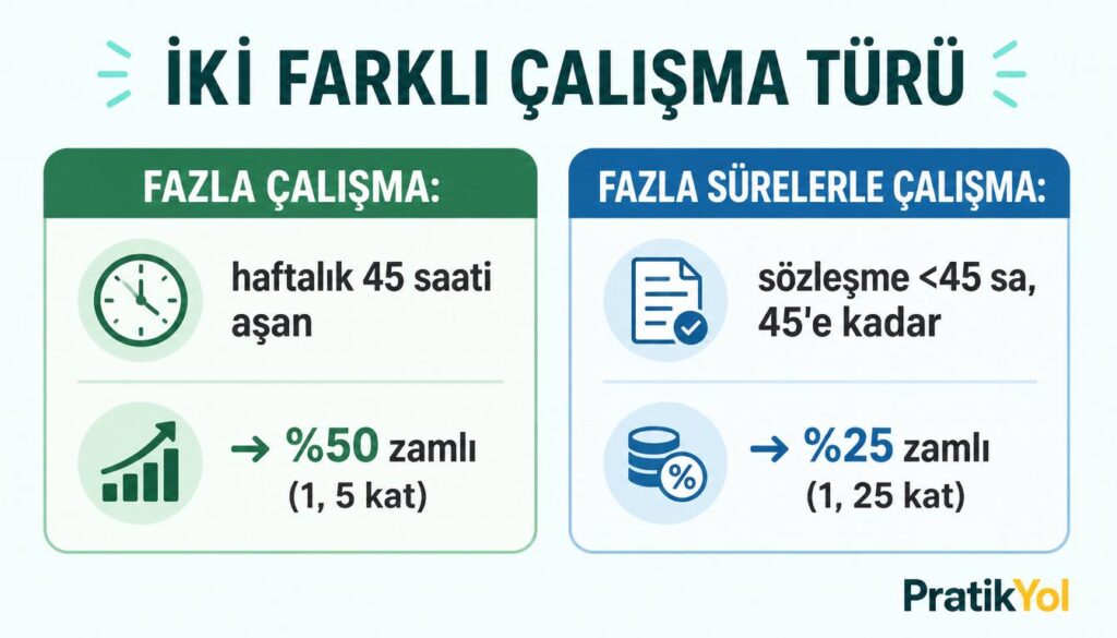 Fazla çalışma %50, fazla sürelerle çalışma %25 zamlı