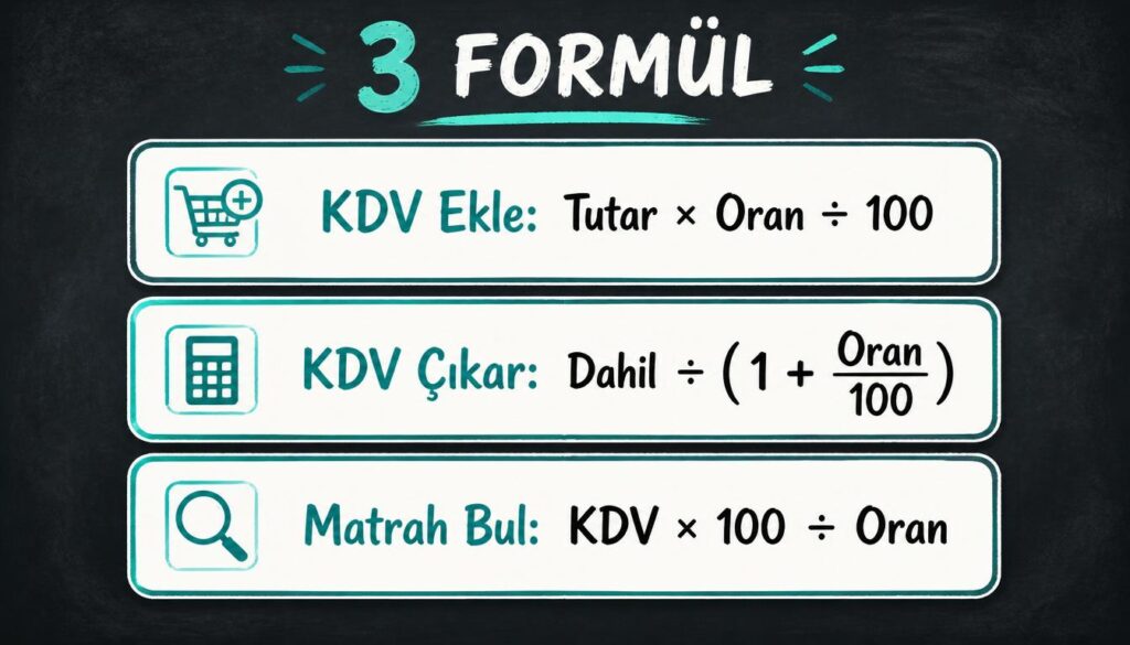 KDV hesaplama formülleri dahil hariç matrah bulma