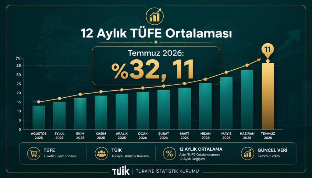 12 aylık TÜFE ortalama değişim oranı kira artış hesaplama grafiği