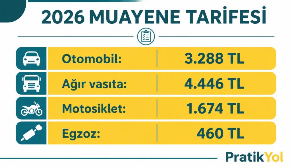 2026 TÜVTÜRK araç muayene tarifesi