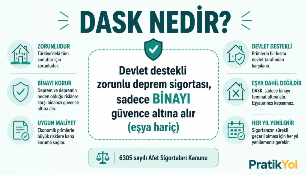 DASK devlet destekli zorunlu deprem sigortası, sadece bina