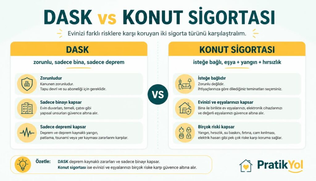 DASK ve konut sigortası karşılaştırma