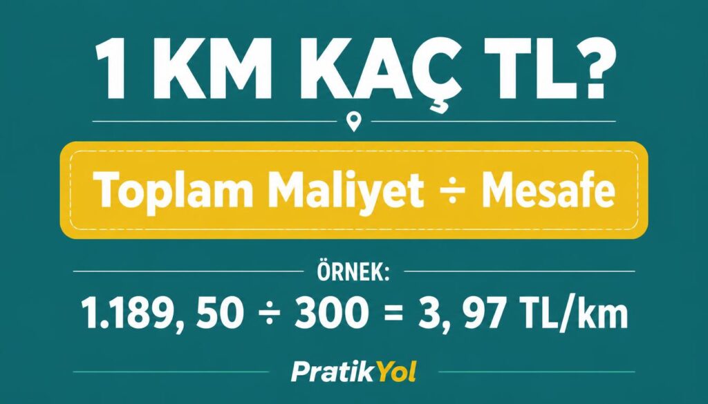 kilometre başına maliyet TL km