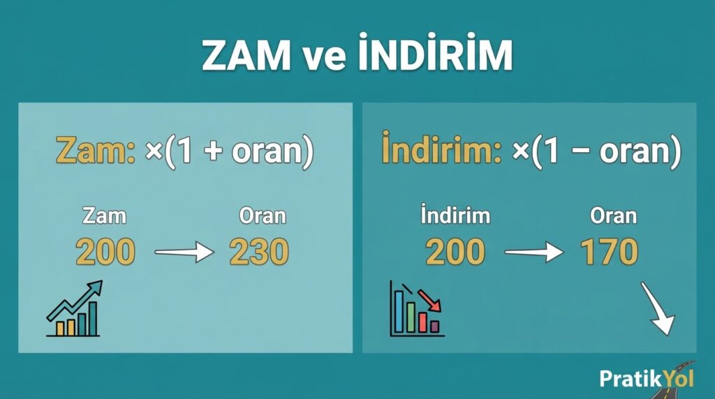 yüzde zam indirim çarpım